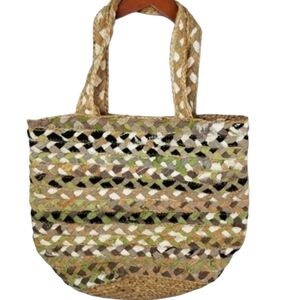 Magid Jute Large Stylish Multicolor Woven Tote Bag Beach Shopping Travel